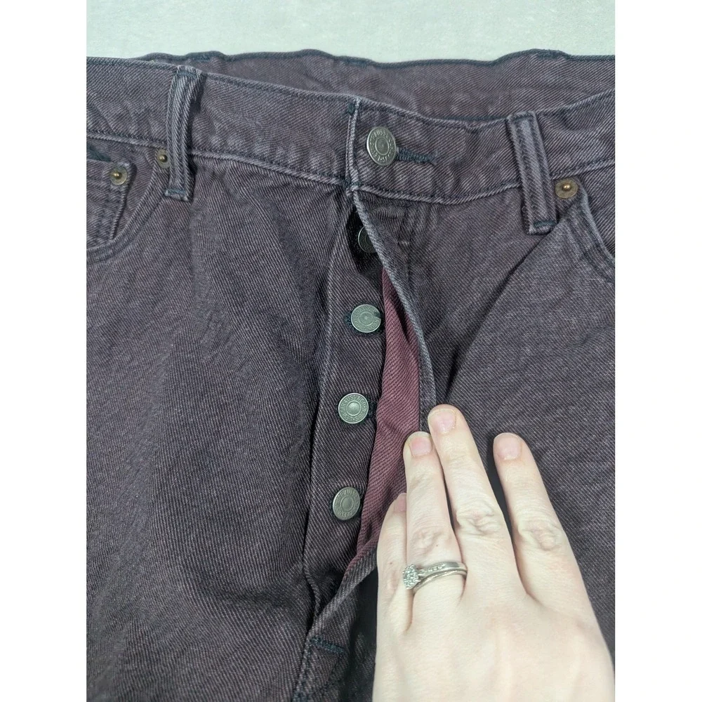 Levis 501 Jeans Mens 38x34* Purple Dark Wash Straight Button Fly Classic‎ Denim
